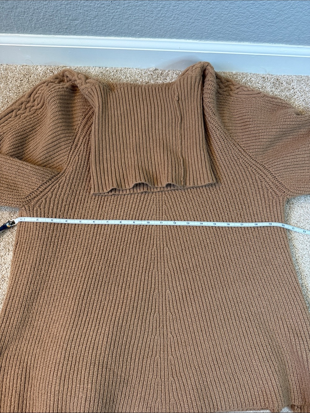 Anthropologie Kali Poncho Sweater Honey Ribbed Turtleneck Poncho Size XS/S - Picture 7 of 10